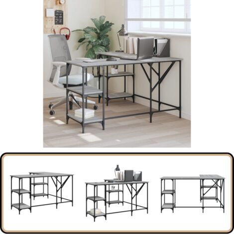 Schreibtisch Grau Sonoma 139x139x75 cm Holzwerkstoff - Schreibtisch - Grau - Holzwerkstoff - Metall - L-förmiger Schreibtisch