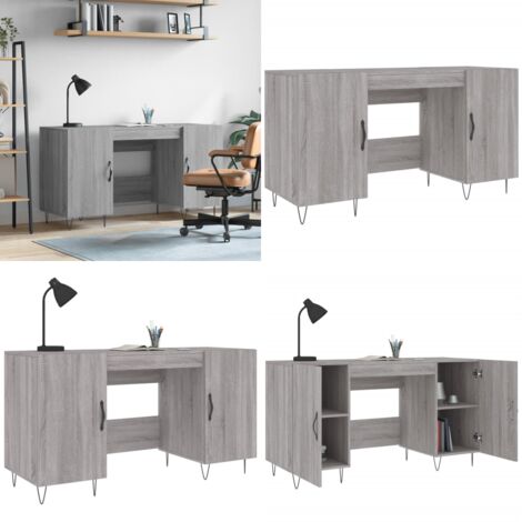 Schreibtisch Grau Sonoma 140x50x75 cm Holzwerkstoff - Bürostuhl - Schreibtisch Grau - Holzwerkstoff Schreibtisch - Home Office - Schreibtisch Klein - Home & Living
