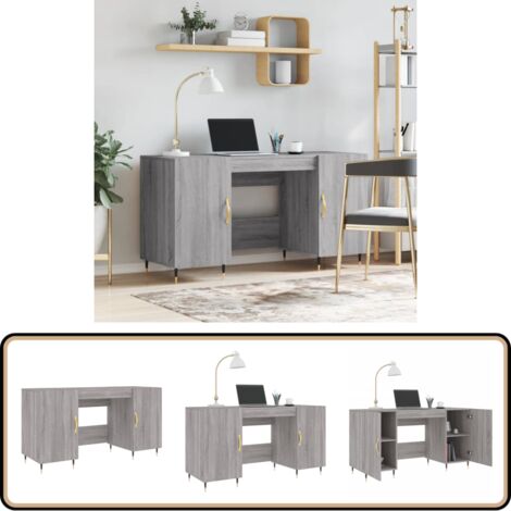 Schreibtisch Grau Sonoma 140x50x75 cm Holzwerkstoff - Bürostuhl - Schreibtisch Grau - Home Office - Arbeitsplatzgestaltung - Ergonomischer Stuhl