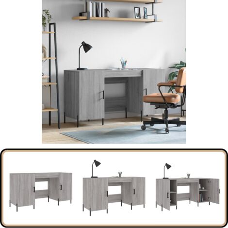 Schreibtisch Grau Sonoma 140x50x75 cm Holzwerkstoff - Bürotisch - Schreibtisch Grau - Schreibtisch Modern - Home Office - Holzwerkstoff Tisch
