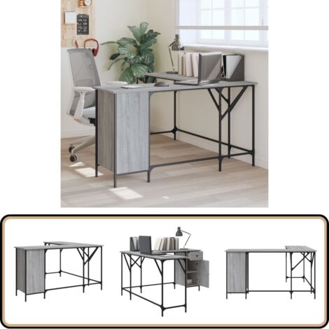 Schreibtisch Grau Sonoma 141x141x75 cm Holzwerkstoff - Schreibtisch - Grau - Holzwerkstoff - Metall - L-förmiger Schreibtisch