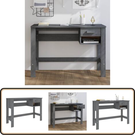 Schreibtisch HAMAR Dunkelgrau 110x40x75 cm Massivholz Kiefer - Holz Schreibtisch - Schreibtisch Dunkelgrau - Bürotisch - Home Office - Arbeitszimmer