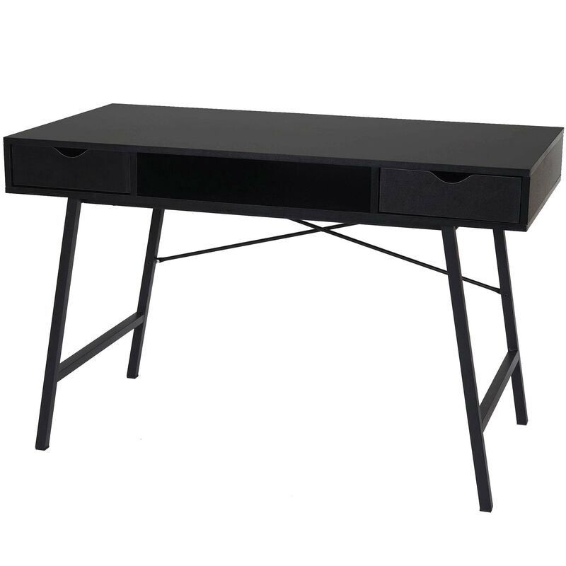 Schreibtisch 165, Bürotisch Computertisch, 3D-Struktur FSC-zertifiziert 120x60xcm ~ schwarz - HHG
