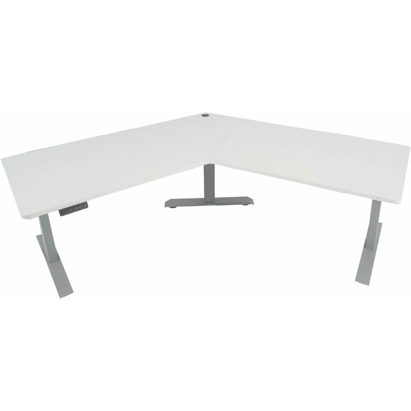 Schreibtisch 758, Computertisch, 120° elektrisch höhenverstellbar ~ weiß, grau - HHG