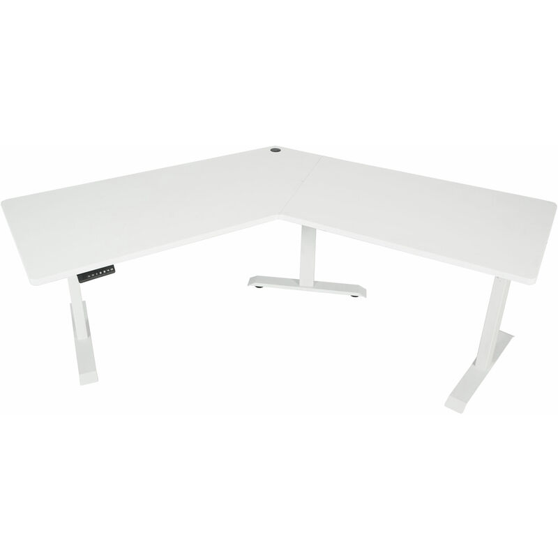 Schreibtisch HHG-758, Computertisch, 120° elektrisch höhenverstellbar ~ weiß, weiß