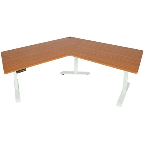 Schreibtisch HHG-758, Computertisch, 120° elektrisch höhenverstellbar natur, weiß