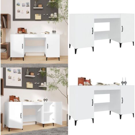 Schreibtisch Hochglanz-Weiß 140x50x75 cm Holzwerkstoff - Industrieller Schreibtisch - Weißer Schreibtisch - Holzwerkstoff Schreibtisch - Schreibtisch Mit Schubladen - Home Office Möbel - Home & Living