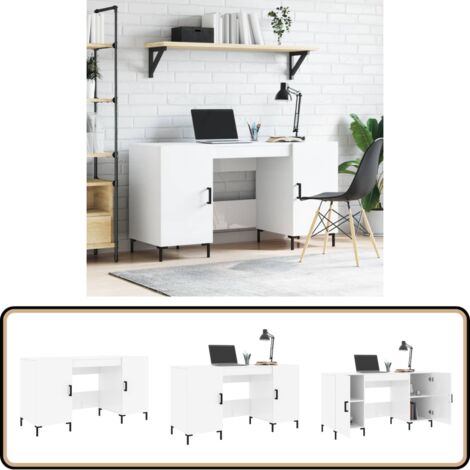 Schreibtisch Hochglanz-Weiß 140x50x75 cm Holzwerkstoff - Schreibtisch - Bürotisch - Home Office - Arbeitsplatz - Weißer Schreibtisch