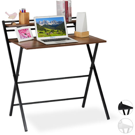 Schreibtisch Klappbar Platzsparender Burotisch Ablage Home Office Jugendzimmer 92x84x60 Cm Braun Schwarz