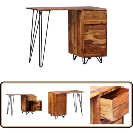Schreibtisch mit 1 Schublade und 1 Schrank Massivholz - Holz Schreibtisch - Palisander Tisch - Vintage Schreibtisch - Industrieller Schreibtisch - Handgefertigter Schreibtisch