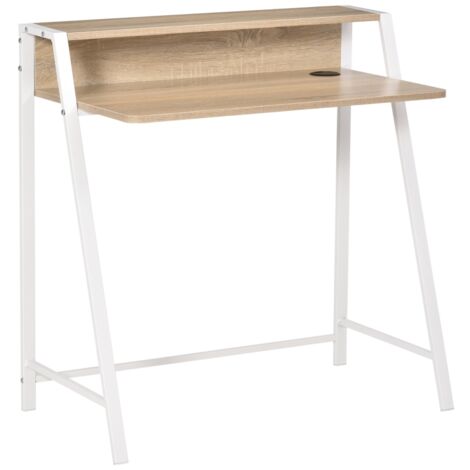 Schreibtisch mit Ablagefach, Computertisch für PC und Laptop, 84 x 45 x 85 cm, Eiche