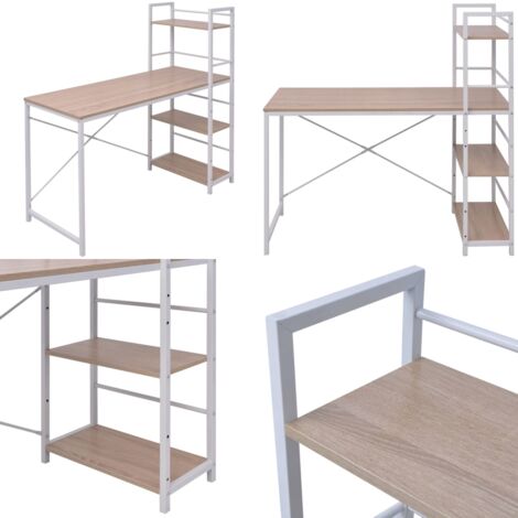 Schreibtisch mit Bücherregal mit 4 Böden Eiche - Bürostuhl - Schreibtisch - Home Office - Regal - Holzoptik - Home & Living