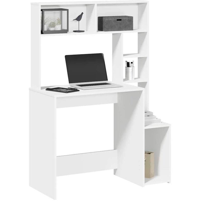 Schreibtisch Mit Regal Weiß 100x45x140 Cm Holzwerkstoff Vidaxl