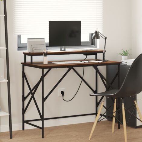 Schreibtisch mit Regal Braun Eichen-Optik 100 x 50 x 86.5 cm vidaXL