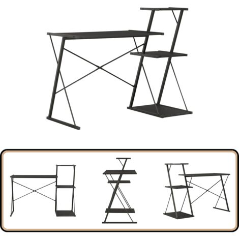 Schreibtisch mit Regal Schwarz 116×50×93 cm - Bürostuhl - Schreibtisch Schwarz - Computertisch - Home Office - Arbeitszimmer