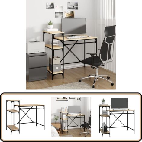 Schreibtisch mit Regal Sonoma-Eiche 105x50x90 cm Holzwerkstoff - Industrielles Schreibtisch - Holzwerkstoff Schreibtisch - Eiche Schreibtisch - Home Office Schreibtisch - PC Schreibtisch