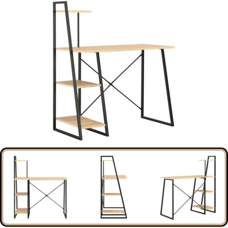 Schreibtisch mit Regaleinheit Schwarz und Eiche 102×50×117 cm - Bürostuhl - Schreibtisch - Home Office - Computerarbeitsplatz - Regal