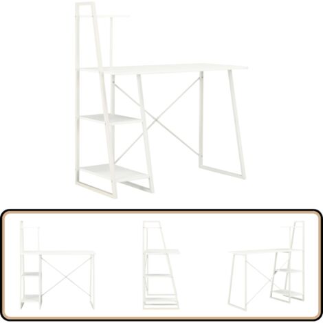 Schreibtisch mit Regaleinheit Weiß 102×50×117 cm - Bürostuhl - Schreibtisch - Home Office - Computerarbeitsplatz - Arbeitszimmer