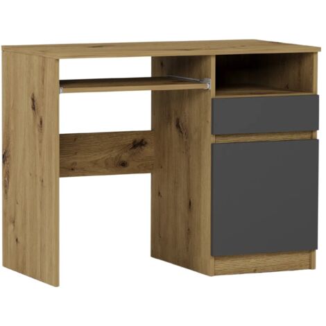 Schreibtisch mit Schrank rechts Artisan Mix Anthrazit 90 x 50 cm Modern N35