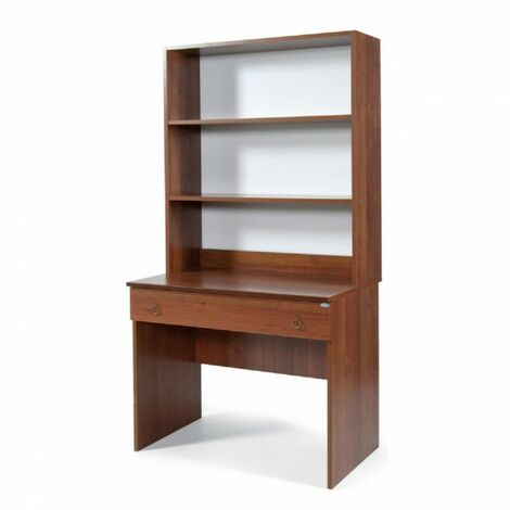 Schreibtisch mit Schublade für Schlafzimmer oder Büro mit Walnuss-Unterstützung Bücherregal PC-Computerhalter sc