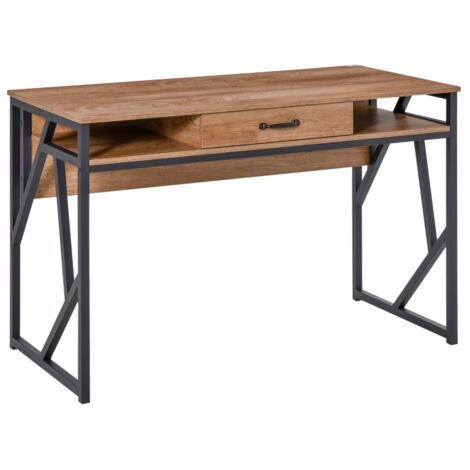 Schreibtisch mit Schublade und Regal, Computertisch, 120 x 60 x 76 cm, braun und schwarz