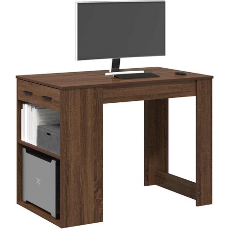 Schreibtisch mit Schubladen und Ablage Braun Eichen-Optik vidaXL