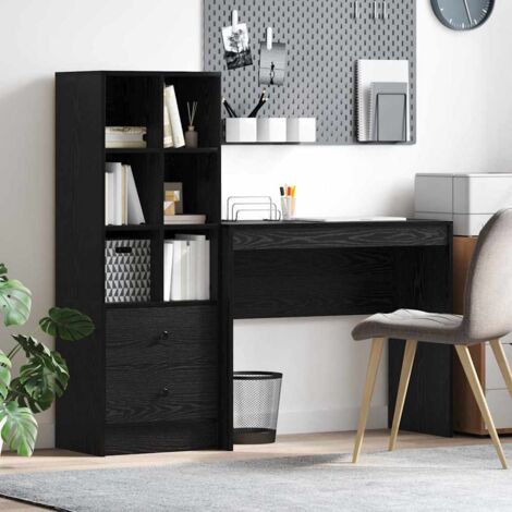 Schreibtisch mit Stauraum mit Regal 2 pcs Schwarz Eichen-Optik vidaXL