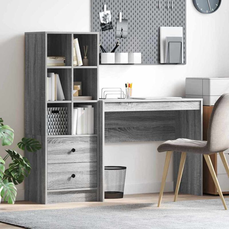 Schreibtisch Mit Stauraum 2 Pcs Grau Sonoma 90 X 40 X 76 Cm Vidaxl