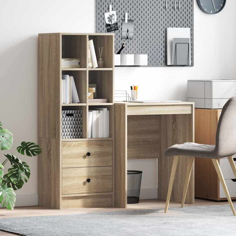 Schreibtisch Mit Stauraum 2 Pcs Sonoma Eiche 60 X 50 X 76 Cm Vidaxl