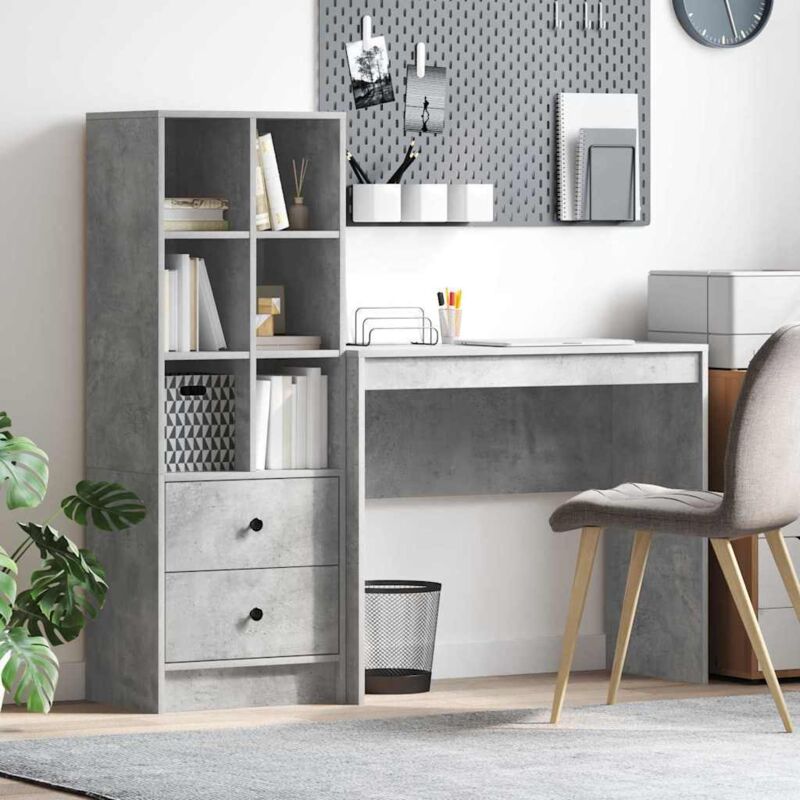 Schreibtisch Mit Stauraum 2 Pcs Beton Grau 90 X 40 X 76 Cm Vidaxl
