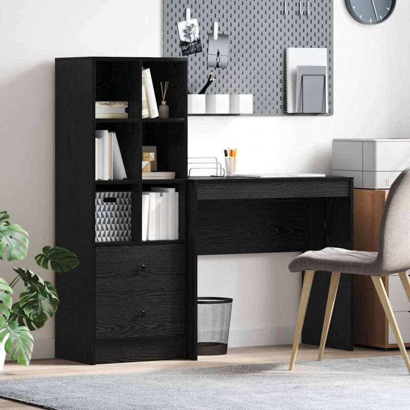 Schreibtisch Mit Stauraum 2 Pcs Schwarze Eiche 80 X 40 X 76 Cm Vidaxl