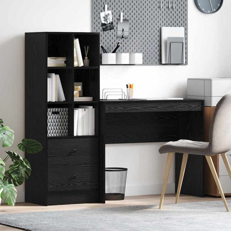Schreibtisch Mit Stauraum 2 Pcs Schwarze Eiche 90 X 40 X 76 Cm Vidaxl