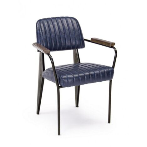 Schreibtisch "Nelly" Vintage Blau Kunstleder für Büro und Lounge, Stuhl mit Armlehnen