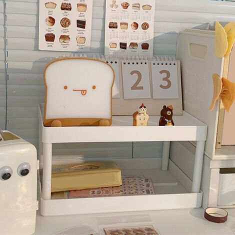 【Schreibtisch-Organizer】 2-stöckige PP-Aufbewahrungsschale (28 x 18,5 cm) für Make-up und Büro