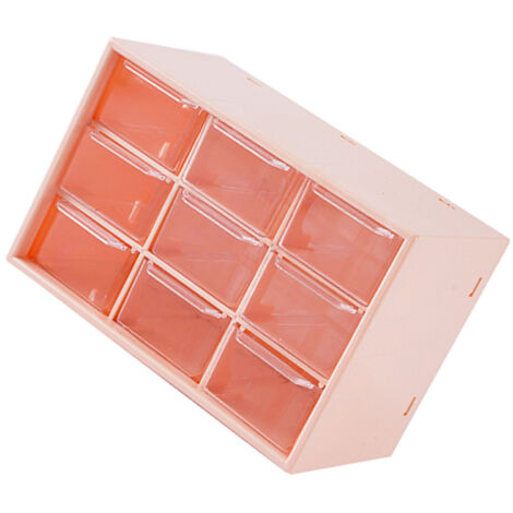 [Schreibtisch-Organizer] Aufbewahrungsbox mit 9 Fächern – Make-up-Organizer – Rosa – Kunststoff – 1 Stück