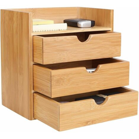 Homfa 3 Schubladen Organisation Aufbewahrungsbox Box Kiste Holz stapelbar Bambus 