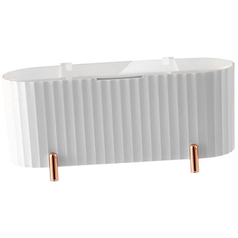 Schreibtisch-Organizer für Make-up  Stilvolle Aufbewahrungsbox mit mehreren Fächern und Deckel für Nagellack, Puder und Schwamm  PP, PS  Weiß