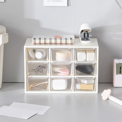 Schreibtisch-Organizer mit 9 transparenten Fächern, staubdicht, Kunststoff, 400 g, 18 x 9,8 x 12 cm