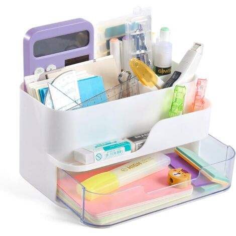 Schreibtisch-Organizer mit Schublade, Stiftehalter für Schreibtisch, Büro, Schreibtisch-Organizer und Aufbewahrungsmöglichkeit für Zubehör mit 7 Fächern