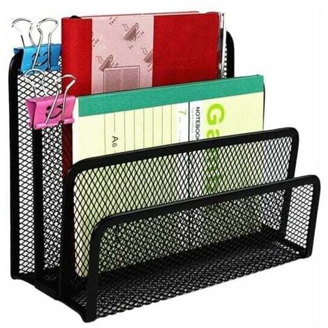 Schreibtisch-Organizer, Netz-Organizer für Bürobedarf, Schreibtisch-Organizer aus Metallgeflecht mit 3 Fächern für Dokumente, Papiere, Briefe, Schwarz