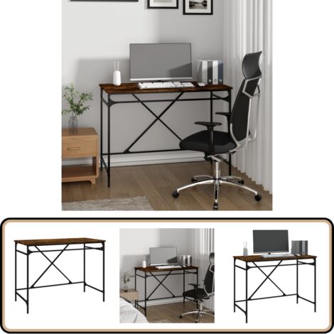 Schreibtisch Räuchereiche 100x50x75 cm Holzwerkstoff und Eisen - Bürotisch - Schreibtisch - Industriel Style - Holzwerkstoff - Eisen