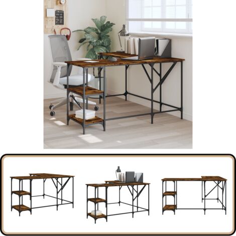 Schreibtisch Räuchereiche 139x139x75 cm Holzwerkstoff - Bürostuhl - Schreibtisch - Home Office - Arbeitsplatzgestaltung - Holzwerkstoffmöbel