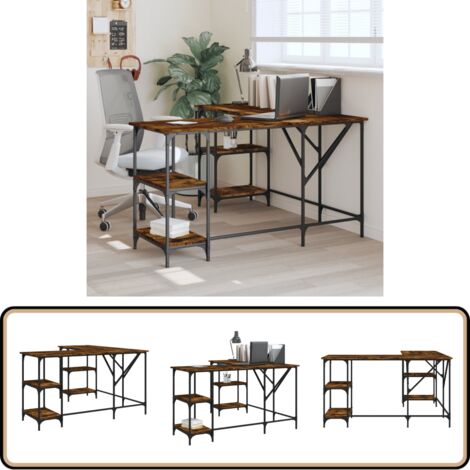 Schreibtisch Räuchereiche 139x139x75 cm Holzwerkstoff - Bürotisch - Schreibtisch - Holzwerkstoff - Schreibtisch L-form - Industriel Style