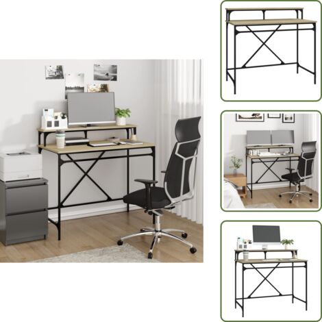 Schreibtisch Sonoma-Eiche 100x50x90 cm Holzwerkstoff und Eisen - Industrielles Design - Schreibtisch - Holzwerkstoff - Metallgestell - Home Office
