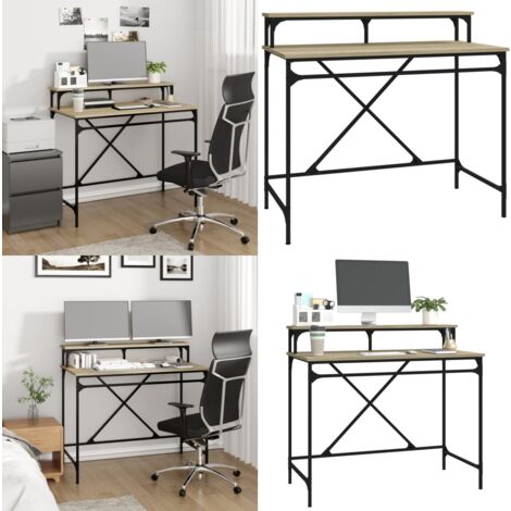 Schreibtisch Sonoma-Eiche 100x50x90 cm Holzwerkstoff und Eisen - Industrielles Design - Schreibtisch - Holzwerkstoff - Metallgestell - Home Office - Home & Living