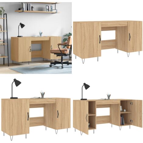 Schreibtisch Sonoma-Eiche 140x50x75 cm Holzwerkstoff - Bürostuhl - Schreibtisch - Home Office - Arbeitsplatzgestaltung - Ergonomischer Stuhl - Home & Living