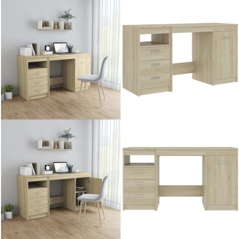 Schreibtisch Sonoma-Eiche 140x50x76 cm Holzwerkstoff - Bürostuhl - Schreibtisch - Home Office - Arbeitsplatzgestaltung - Holzwerkstoffmöbel - Home & Living