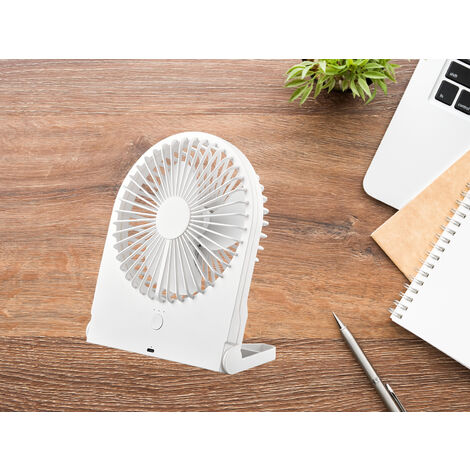 Schreibtisch Ventilator BREEZY - 3 Stufen, Weiß Höhe 23cm Akku & USB-C Anschluß