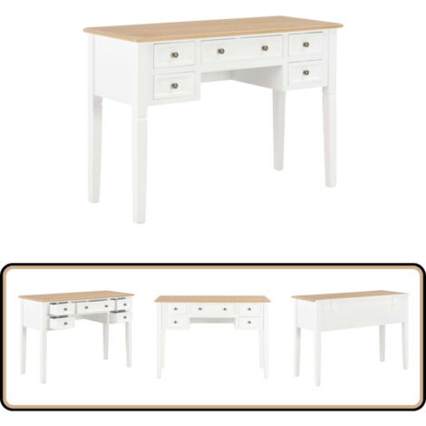 Schreibtisch Weiß 109,5 x 45 x 77,5 cm Holz - Holz Schreibtisch - Büro Schreibtisch - Büro Einrichtung - Schreibtisch Weiss - Großer Schreibtisch