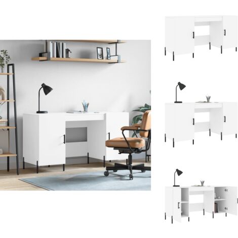 Schreibtisch Weiß 140x50x75 cm Holzwerkstoff - Schreibtisch - Bürotisch - Home Office - Arbeitsplatz - Weißer Schreibtisch